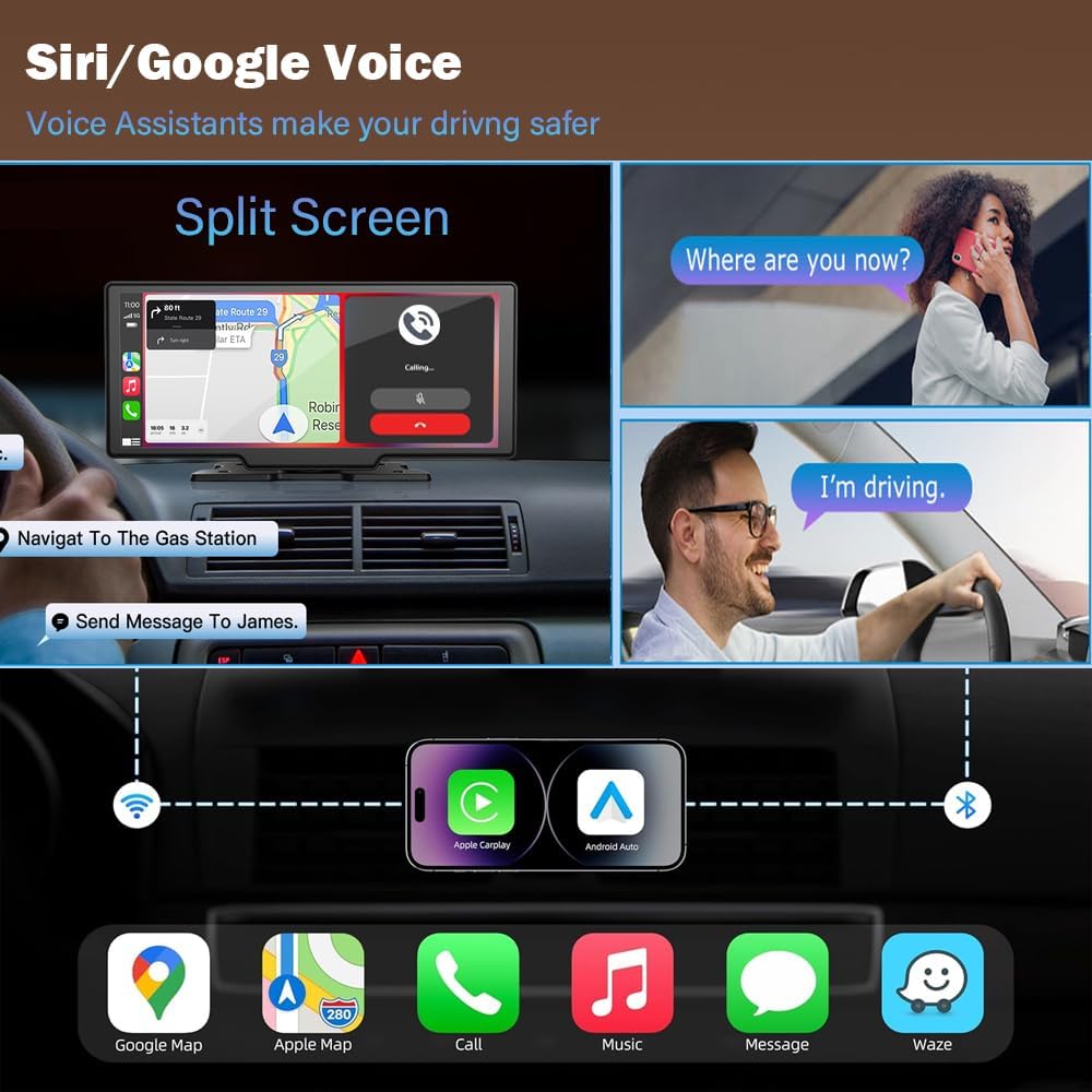 SA CarBOSS® - Wireless CarPlay & Android Auto | 4K Dashcam + HD Reversing Camera