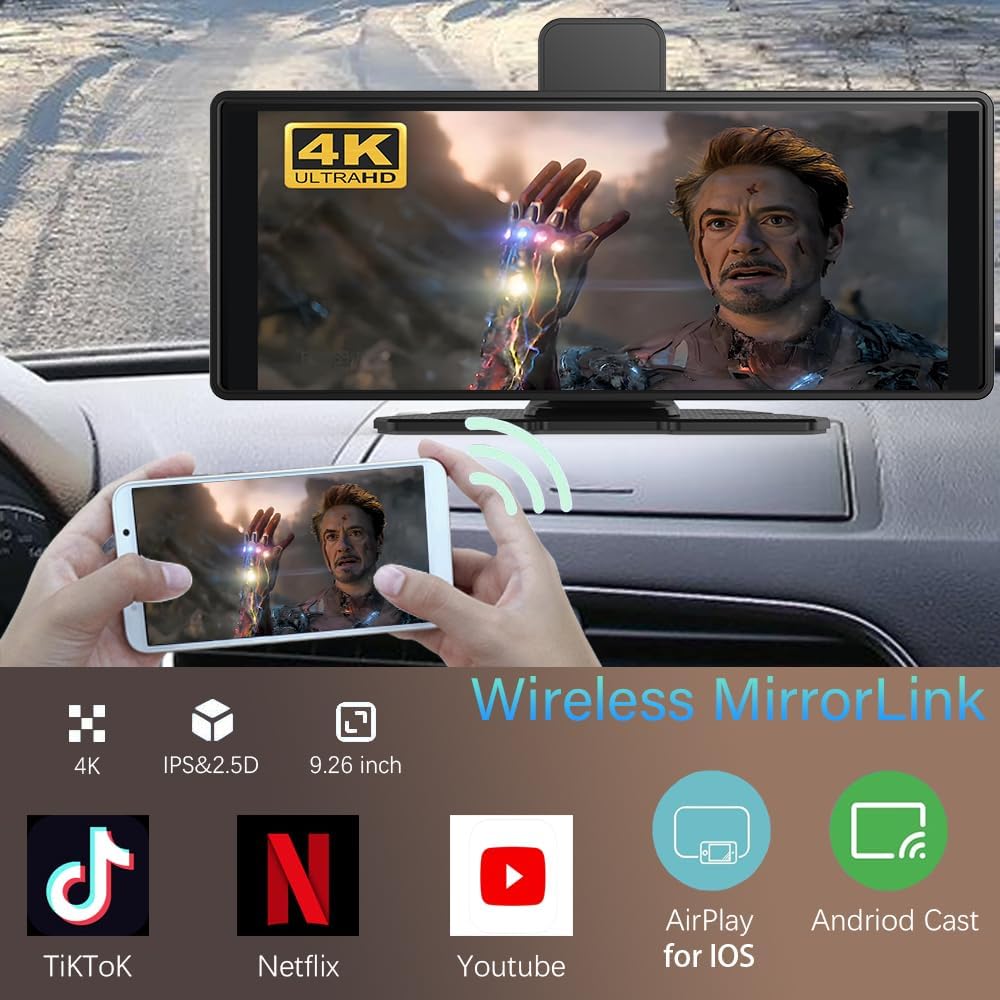 SA CarBOSS® - Wireless CarPlay & Android Auto | 4K Dashcam + HD Reversing Camera