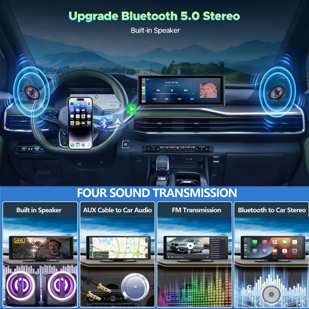 SA CarBOSS® - Wireless CarPlay & Android Auto | 4K Dashcam + HD Reversing Camera