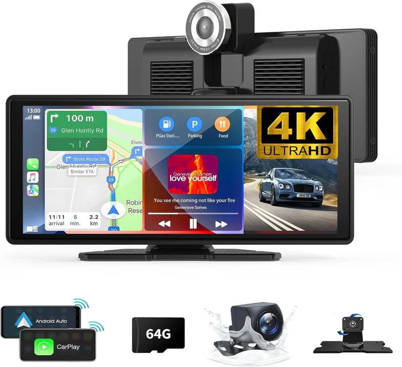 SA CarBOSS® - Wireless CarPlay & Android Auto | 4K Dashcam + HD Reversing Camera